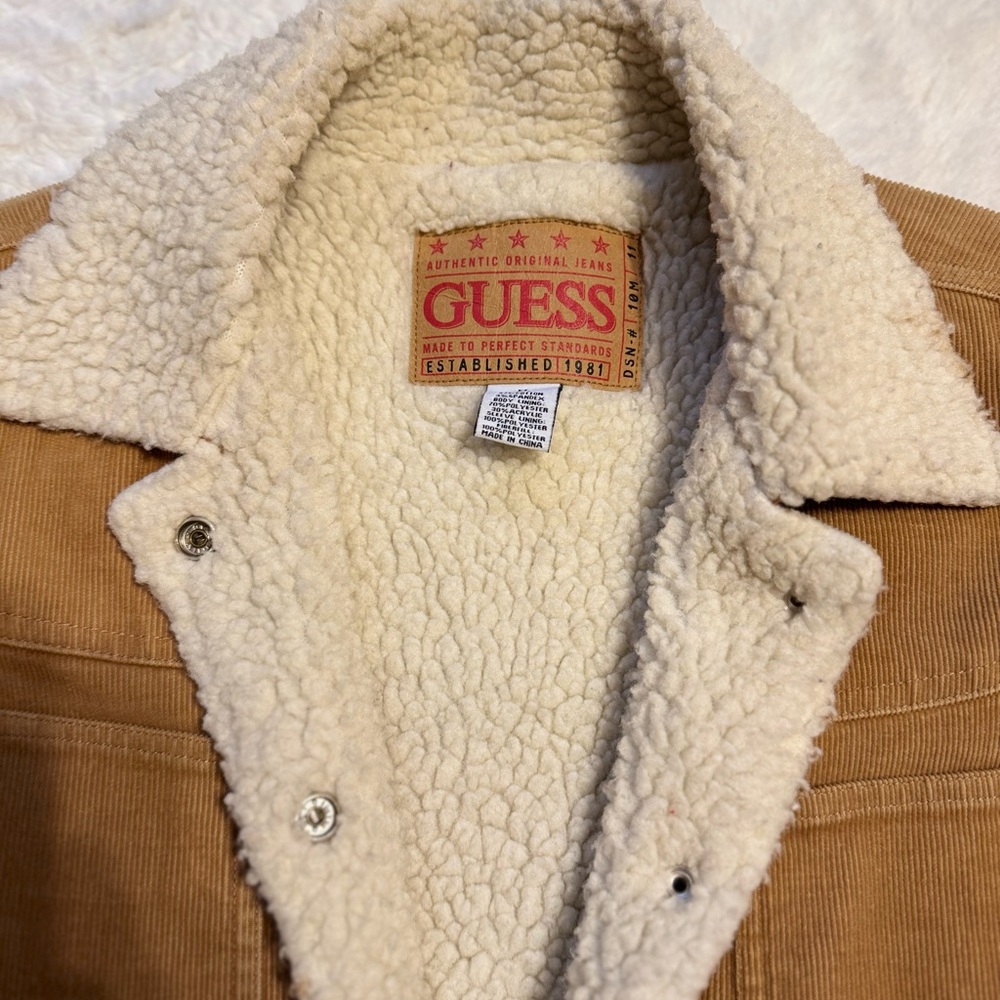 Guess Tan Corduroy Jacket with Sherpa/Faux Fur - Picture 4 of 7